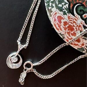 White Gold Diamond Pendant Chain Necklace